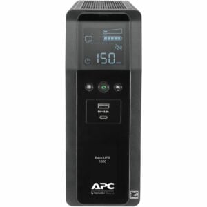 APC - UPS Battery Backup Pro, 1500VA/900W, Tower, 10 Outlets, LCD Display, USB-A + USB-C ports - Black