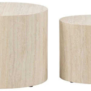 Couchtisch ACTONA GROUP "Mice 2er Set - oval, skandinavisch & modern, pflegeleicht, Komplettset", beige (travertin natur), B:33cm H:40cm T:48cm, Tische, Couchtisch, moderne ovale Form (Set, 2 st). in verschiedenen Farben, pflegeleicht