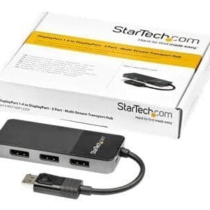 StarTech.com 3-Port Multi Monitor Adapter, DisplayPort 1.4 to 3x 4K DP Video Splitter, Triple tai Dual 4K, Laptop/Desktop DisplayPort MST Hub for M...