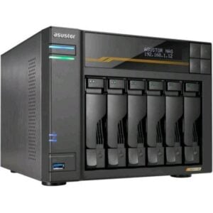 Asustor Lockerstor 6 Gen3 As6806t Nas 6 Baie Amd Ryzen Quad-Core 2.3 Ghz, 16gb Ram Ecc Ddr5, 4 M.2 Nvme Slots, 2 5gbe & 2 10gbe Port, Usb4 Type-C, Network Attached Storage (Senza Dischi)
