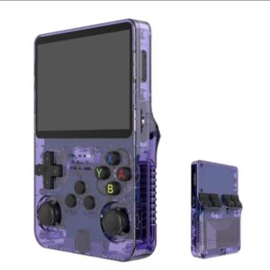 Deluxe Pelikonsoli R36S Retro Video Handheld Game Console 64G ja 1500 Classic Gamesille, violetti