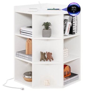 NORTHIX Corner Shelf With Charging Station, 9 Cubes, White